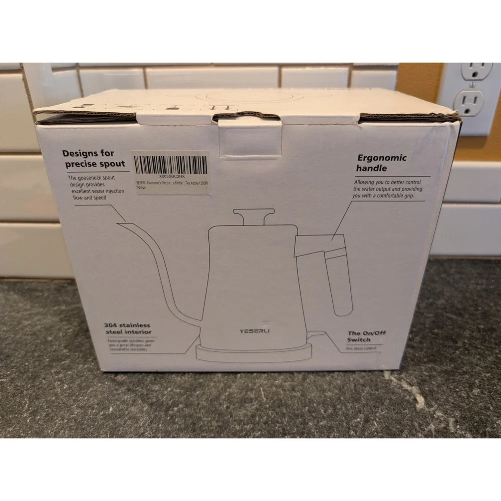 Gooseneck Electric Pour-Over Kettle 1.0L Matte Black 1200W Stainless Steel